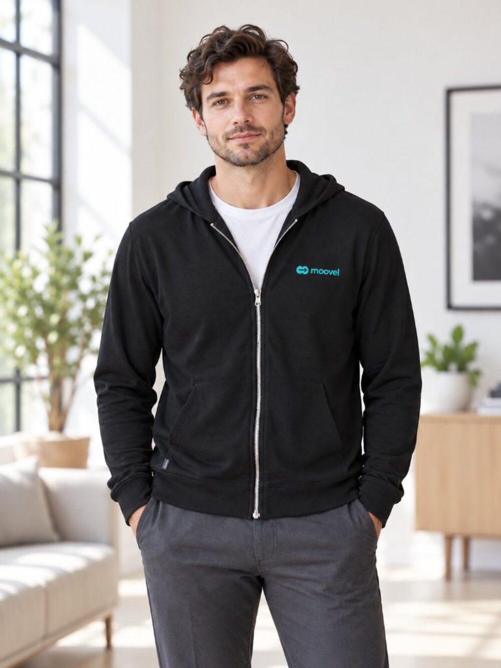 ELEVATE Moovel Zip Up Hooded Sweatshirt Mens L Black Comfort Gorpcore Active